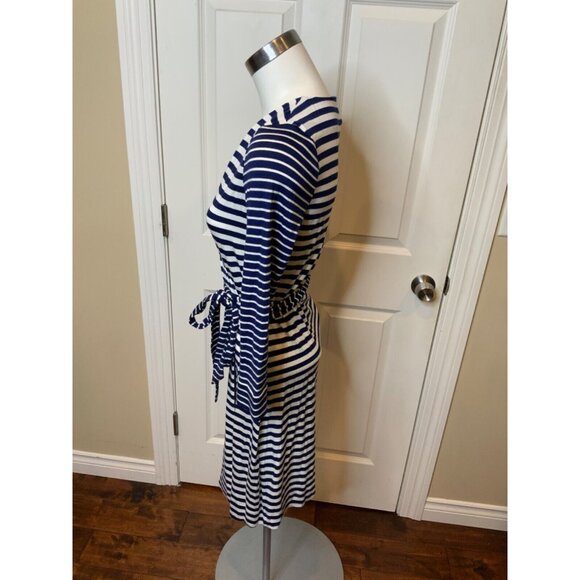 Diane Von Furstenberg Blue & White Striped New Julian Two Wrap Dress Size 8 NWT! - Picture 3 of 5